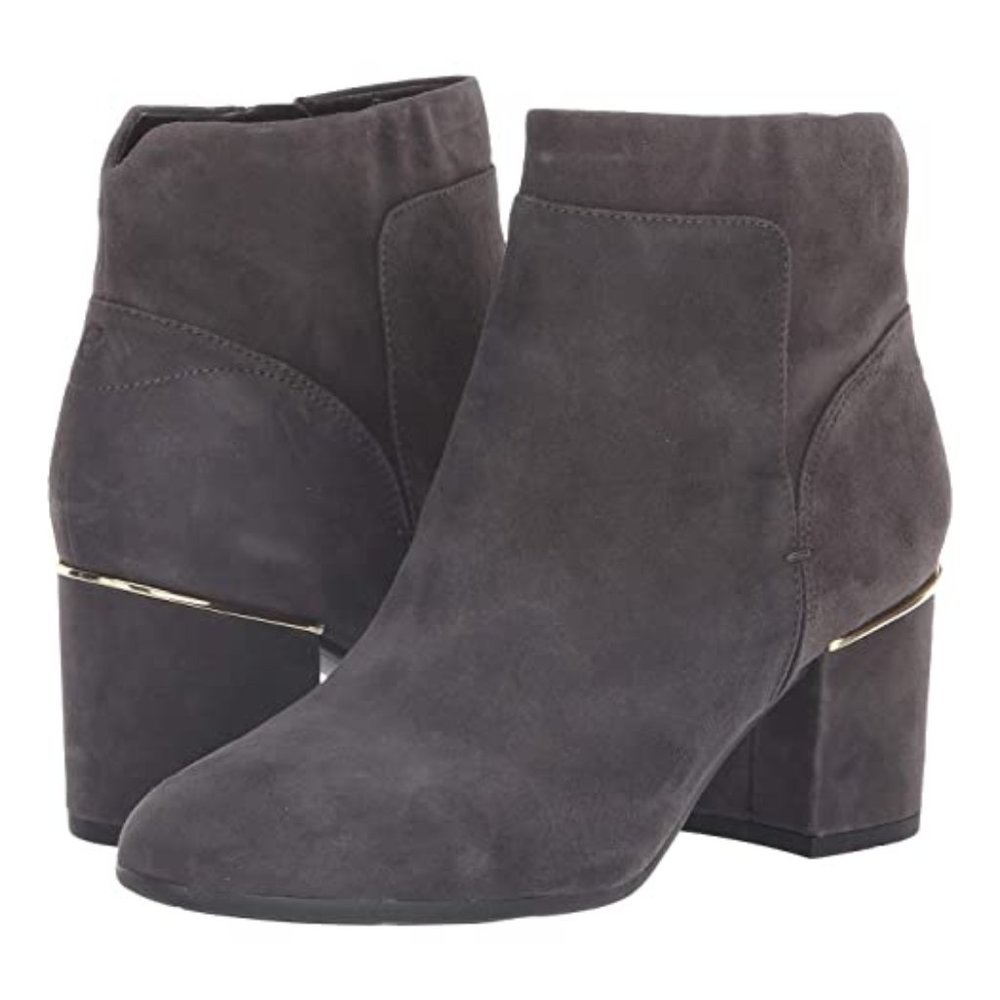 SALE! ✅ EASY SPIRIT Ankle Boot Dark Grey & Gold Nubuck (Suede) Size 9W ✨ NEW